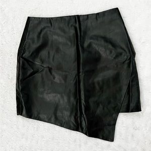 LIONESS Faux Leather A symmetrical Black Mini Skirt